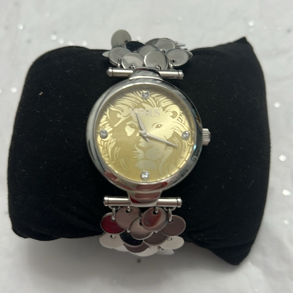Versus by Versace Silver  bracelet watch with yellow gold Face & 4 Diamond chips